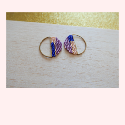 boucles d'oreilles rondes TARA lilas bijoux tissés neukolln atelier Rennes